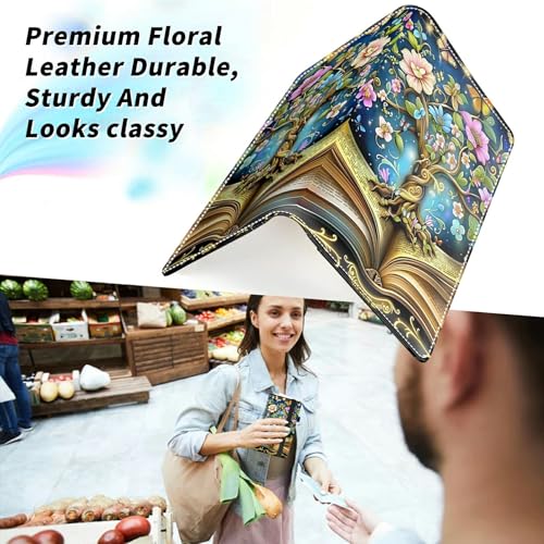 Check Book Cover for Personal Checkbook, Leather Business Checkbooks Plastic Insert Flap Card Holder Pen Hoop Holder with RFID Blocking Slim Wallet for Duplicate Checks Women Men, Book Tree - color: Book Tree