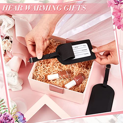 Hillban 50Pcs Leather Luggage Tags for Suitcase,Wedding Favors - color: Black