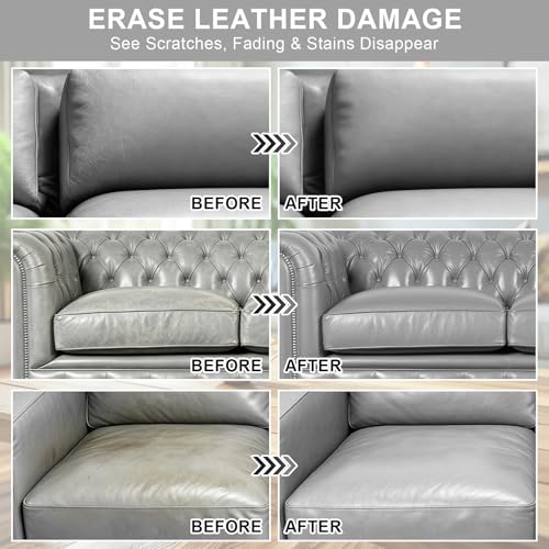 STARTSO WORLD Gray Leather Recoloring Balm, Leather Repair Kit for Furniture,Couches & Car Seats, Leather Paint, Leather Color Restorer, Leather Scratch Remover - color: Gray, size: Leather Recoloring Balm