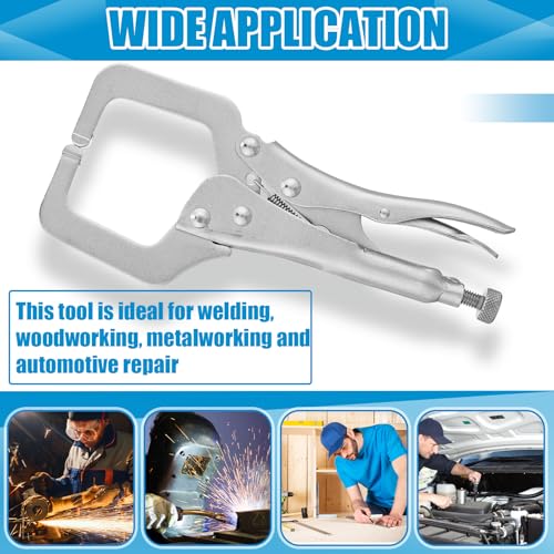 Yexiya 6 Pcs 6 Inch Locking C Clamp Original Lock Regular Tips Plain adjustable Alloy Steel Locking C Clamp for Woodworking Carpentry Welding Electrical Equipment, Silver - size: 6 Inch