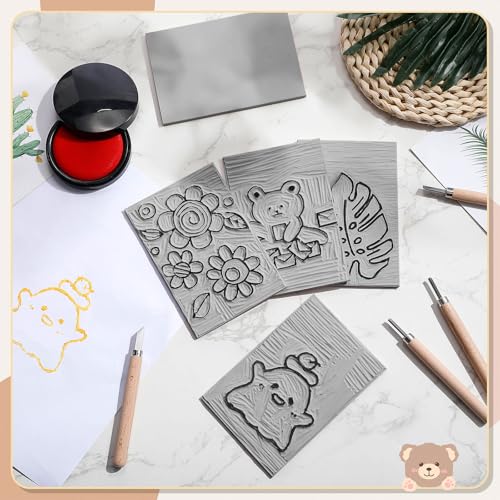 Frienda 30 Pcs 4" x 6" Rubber Linoleum Block for Printmaking,Grey - color: Grey