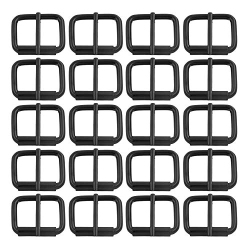 BIKICOCO Roller Buckle, 1'' x 3/4'' Heel Rolling Bar Buckles for Bags Leather Webbing Straps, Black - Pack of 20 - color: Black X 20 Pcs