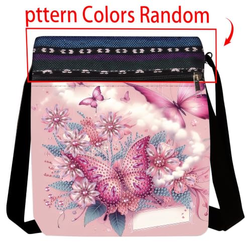 LSQFS Diamond Art Painting Crossbody Bag for Adults, Butterfly Floral DIY Diamond Art Kits for Women, PU Leather Shoulder Purse Craft Kit - color: Butterfly flowers 1