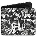 Bistup Teen Boys Cool Wallet - Men Mens Funny Game Design Leather Credit Id Card Cash Holder Man Black Rfid Blocking Zipper Wallets With Coin Pocket Id Window Aesthetic Teen Boy Male Youth Guys - color: Doodle Game