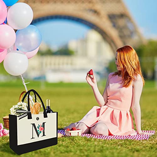 Initial Canvas Tote Bag, Personalized Monogrammed Tote Bag