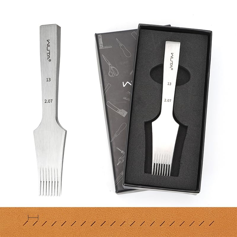WUTA Leather Chisel All-Polished Die-Steel Puncher French Style Pricking Iron Sharp Leather Punching (Obverse, 2.07 mm 8Teeth) - color: Obverse, size: 2.07 mm 8Teeth