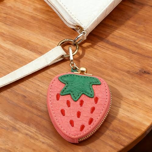 Cute Gifts for Women Strawberry Coin Purse Keychain, Mini Bag Charm for Purses,Kawaii Strawberry Purse Charm, Small Coin Pouch for Handbags, Mothers Day GraduationSpring Gifts - color: strawberry