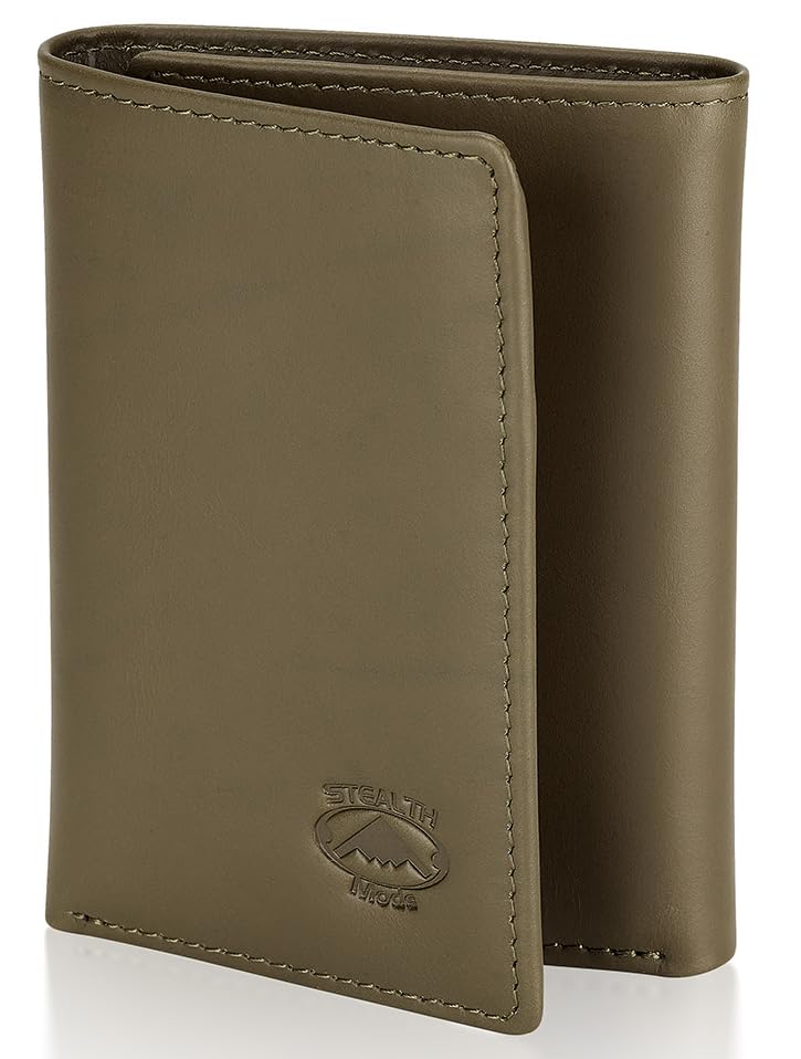 Stealth Mode Leather Trifold RFID Wallet For Men With Flip Out ID Holder - color: Camo
