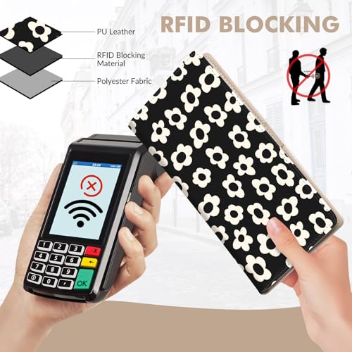 Anikathy Womens Wallet, Rfid Wallets for Women,Slim Thin Credit Card Holder Organizer Purse,PU Leather Cute Long Bifold Clutch Cash Wallet with Zipper Coin Pocket,Ladies Gift,Beige Flower - color: Beige Flower
