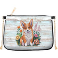 POETRYDRAW 5D DIY Diamond Art Purses Diamond Art Kits for Adults, Flower Puppy Shoulder Makeup Bag Chain Leather Clutch Purse, Holiday Birthday