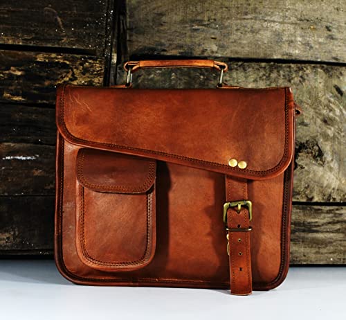 URBAN DEZIRE Men's Genuine Leather Small Briefcase Messenger Satchel Ipad Tab Tablet Bag 11 compatible with Apple product