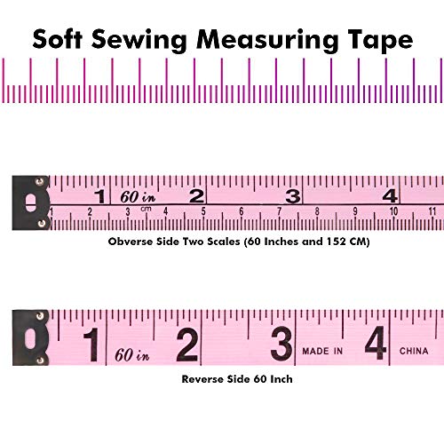 VAXATO 2PCS Measuring Tape for Body,Soft Tape Measure for Body Sewing Fabric Tailor Cloth Craft Measurement，60 Inch/1.5M Pink Retractable Dual Sided Measure Tape Set