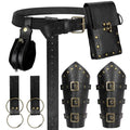 Renaissance Belt Pouch Medieval Pirate Costume Accessories Set for Cosplay | Viking Faux Leather Waist Bag, Skirt Hike Clips, Perfect for Women and Men Ren Faire, LARP, Fantasy, Halloween - color: Black-R