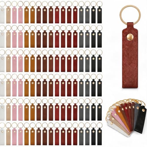 150Pcs Leather Keychain Blanks in 15 vibrant colors, Premium PU Leather Keychain Set for Laser Engraving Blanks, DIY Craft Kit for Anniversary and Birthday Personalized Gifts