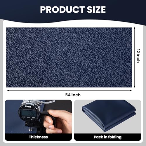 Marine Vinyl Fabric, Upholstery Faux Leather Fabric by The Yard, 1.05mm Lychee Texture Leather Sheets for Sofa Chairs Handbags Hair Bows Earrings Crafts (1 Foot 12''X 54'', Blue) - color: Blue, size: 1 Foot