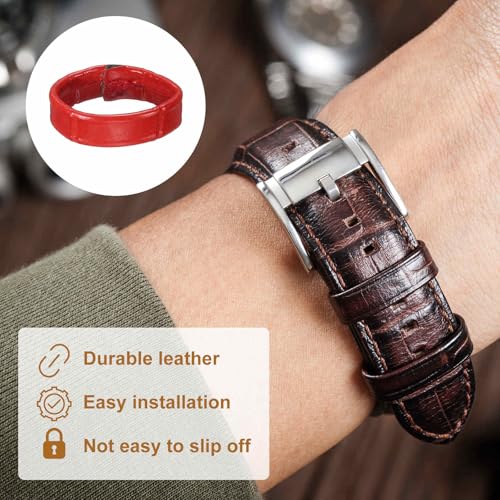 HARFINGTON Leather Watch Band Loops Replacement Watch Band Keeper Watch Strap Holder Retainer Wristwatch Strap Fastener Rings - color: Red, size: 16mm