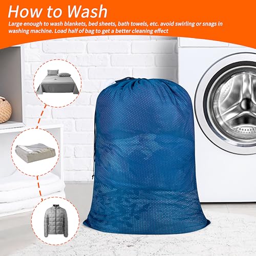 Polecasa Heavy Duty Diamond Mesh Laundry Bag, 24x36", Blue | Extra Large Laundry Hamper Bag, Holds 2-3 Loads, Tear Resistant Mesh, Breathable Design, Drawstring Closure - color: Blue, size: 24"x36" |1 Pack