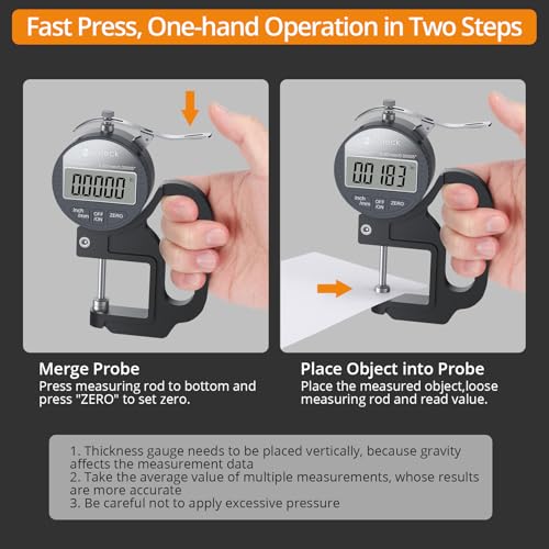 Neoteck Digital Thickness Gauge 1inch/25.4mm,0.00005inch/0.001mm Accuracy - color: Silver-grey, size: 0-1"/0.00005"