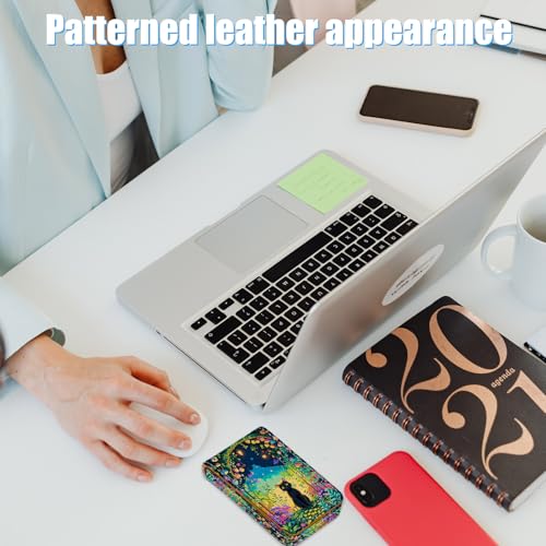 Business Card Holder, PU Leather Printing Business Card Case Pocket with Magnetic Shut, Portable Business Card Carrier Holder for Women or Men (Flower-Cat) - color: Flower-Cat