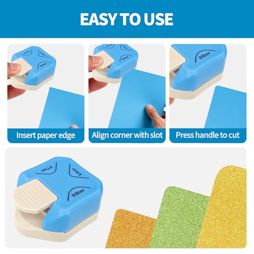 3-in-1 Paper Corner Rounder, Compact and Durable for 4mm, 7mm, 10mm, Round Corners Cutter Ideal for Card Making,Photo Cutter,Scrapbooking and DIY Projects - size: 4mm,7mm,10mm