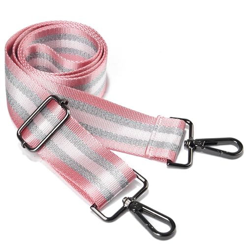 LVYOUME Purse Strap Silver Hardware Wide Bag Straps Replacement Crossbody Adjustable Shoulder Strap for Purses - color: Blackhardware-pinksilverpink-320