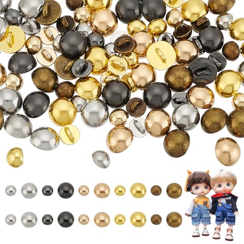 FINGERINSPIRE 100PCS Mini Domed Mushroom Alloy Buttons 5 Colors 4x3.5mm/6x4.5mm Micro Alloy Sewing Dome Buttons with 1 Hole Small Half Round Shank Blazer Buttons for DIY Craft Sewing Small Clothing - color: Mushroom Alloy Buttons