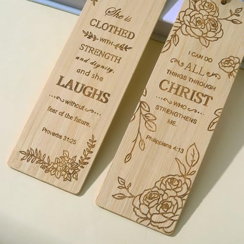 2 Pcs Bible Bookmarks for Women, Bamboo Religious Christian Bookmarks Gifts for Women Book Marks for Reading (Plant) - style: Plant