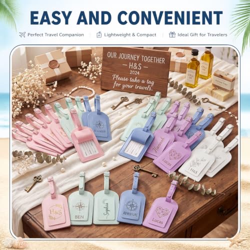 Hillban 50Pcs Leather Luggage Tags for Suitcase,Wedding Favors - color: Colorful