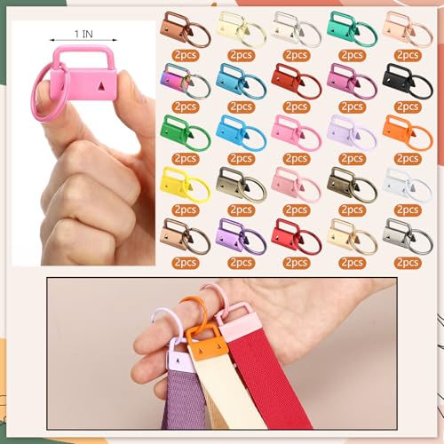 Landical 50 Pcs Key Fob Hardware Set 1 Inch with Rings for Wristlet