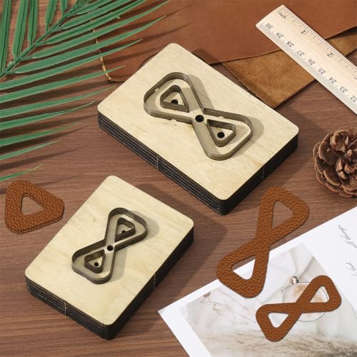 GLOBLELAND 2 Pcs Patchwork Leather Cutting Die Set Cutting Wooden Base Dies Leather Punch Die Cut Templates for Handmade DIY Craft Cloth - style: Patchwork