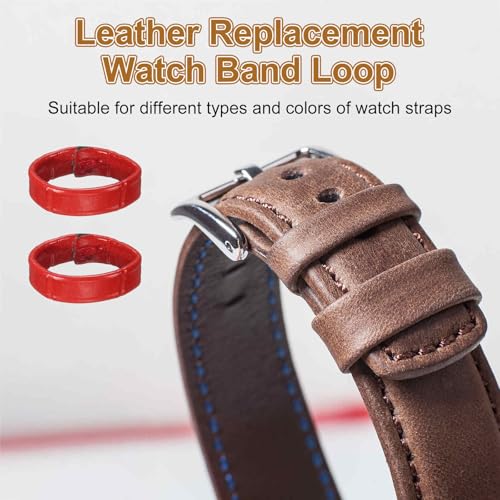 HARFINGTON Leather Watch Band Loops Replacement Watch Band Keeper Watch Strap Holder Retainer Wristwatch Strap Fastener Rings - color: Red, size: 16mm