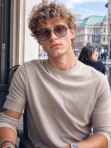 kimorn Women's Tangle Free Aviator Sunglasses, Polarized UV400 Protecion | Retro Square Frame Shades, Small-Medium Fit, Driving, Beach, Daily Wear - color: Brown Tortoise+brown Grading