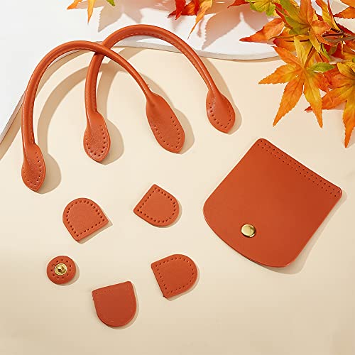 WADORN 8pcs PU Leather Handbag Knitting Kits, DIY Crochet Bag Making Including Sew on Bag Handles Snap Button Bag Covers Handmade Craft Shoulder Bag Making Accessories, Brown - color: Brown