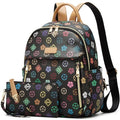 Makes Mini Backpack for Women, Small Casual Backpacks Daily Travel Bag 2pcs | Small Bookbag,Work Travel School PU Leather Shoulder Bag Mochilas Para Mujer Rucksack Gifts for Lady Girls Mother Wife - color: Triblack Flower