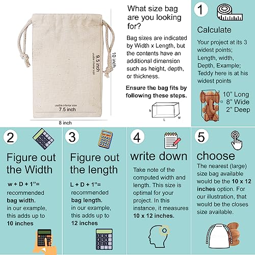 100Pcs 5 x 7 Inches Premium Cotton Muslin Double Drawstring Bags, Reusable Bag Natural Cotton Bags with Drawstring Produce Bags Bulk Gift Bag Jewelry Pouch for Party Wedding Home Storage - style: 5 X 7 Inches