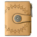 Tipmile Small Wallet for Women Bifold RFID Blocking Card Holder Leather Wallets with Zipper Coin Pocket - color: Yellow