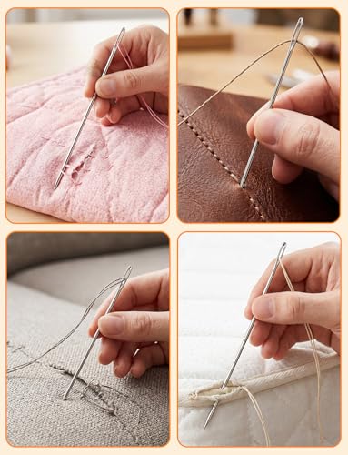 Upholstery Needles for Sewing, 10PCS, 6" Length | 3mm Thickness, Big Eye, Hand Sewing for Stitching and Crafting Projects - size: 6 IN