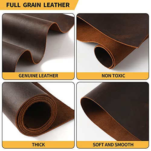 RingSun Genuine Leather Sheets for Crafts 6''X12'' Full Grain Leather Tooling Leather (2mm) Thick Cowhide Leather Pieces Square, Red Brown - color: Red Brown, size: 6''X12''