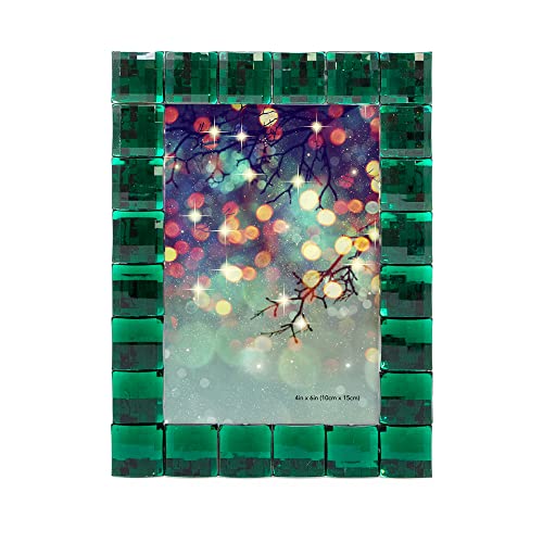Isaac Jacobs Decorative Sparkling Jewel Picture Frame (4x6, Emerald Green) | Jewel Picture Frame, Photo Display & Home Decor Two-way easel for vertical or horizontal display. Does NOT hang on wall - color: Emerald Green, size: 4x6