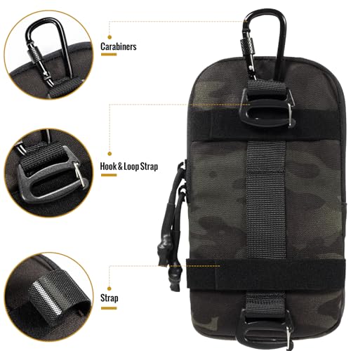 ONETIGRIS Backpack Strap Pouch, MOLLE Phone Holster for Backpack & Belt - color: Camocolor Black
