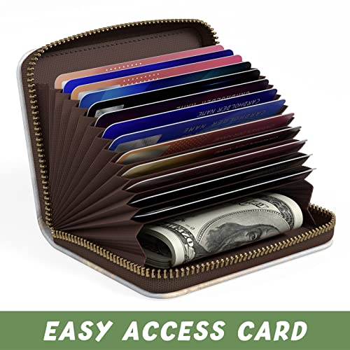 Credit Card Holder for Women, Small RFID Wallet Slim Leather Card Case - color: B-Grey Marble, size: Keychain