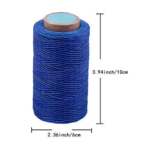 284Yards Waxed Thread for Leather, 0.8mm Waxed Linen Thread, Wax String - color: Blue