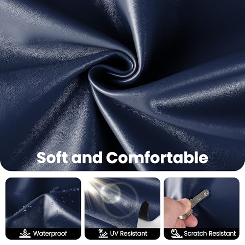 Marine Vinyl Fabric, Upholstery Faux Leather Fabric by The Yard, 0.95 mm Thick PU Leather Sheets for Sofa Chairs Handbags Hair Bows Earrings Crafts (1 Foot 12''X 54'', Blue) - color: Blue, size: 1 Foot