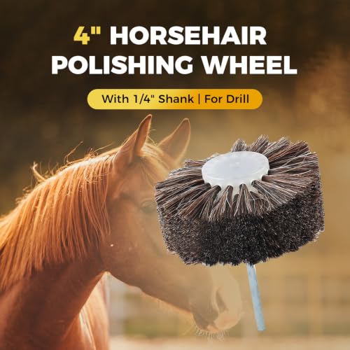 Bacar Horsehair Bunish Drill Brush for Waxing & Delicate Surface Polishing - style: Flat Head