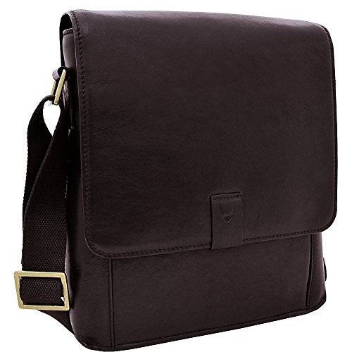 Hidesign Aiden Genuine Leather Medium Crossbody Men/Women Shoulder Messenger Bag / Travel Bag / 10.5" iPad Bag, Brown - color: Brown