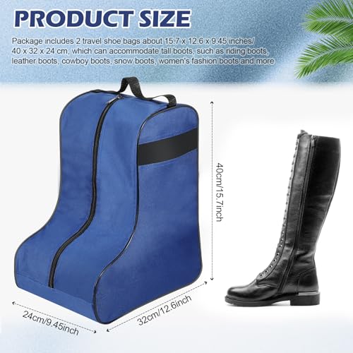 1 Pc Boot Bags for Cowboy Boots Portable Storage Bag for Travel Long Tube Shoes Bags Men Tall Shoe with Handle for Home (Dark Blue) - color: Dark Blue