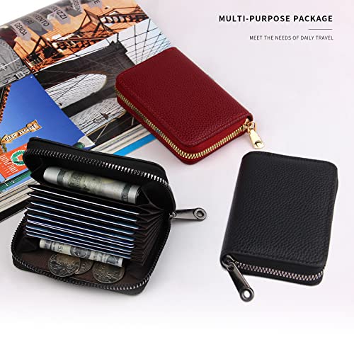 2 Pcs Credit Card Holder and business card holder，Sd Card Holder Each Has 26 Card Organizers, 2024 New Credit Card Holders book for Men and Women. - color: red2+black2