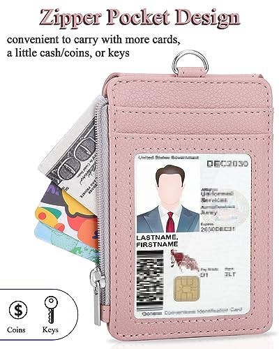 Teskyer ID Badge Holder with Lanyard, Lanyard Wallet, Lychee Dark Pink - color: Lichee Dark Pink, size: 3.1" x 4.7"