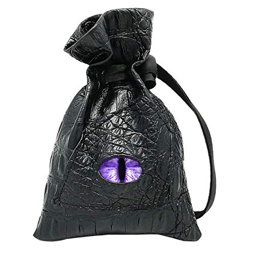 Haxtec Dragon Dice Bag, PU Leather Pouch with 3D Glass Dragon Eye | Drawstring, DND Dice Bag, For Dungeons & Dragons, D&D Gifts for Dragon Gamer and Lovers, Small, Patent D893867 - color: Light Purple, size: Small