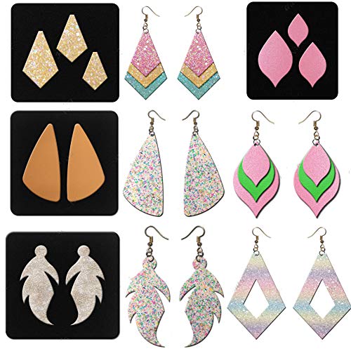 9Pcs Set Die Cuts - Earring Drop Tassel Teardrop Diamond Flower Leaf Feather Earring Cutting Dies for Card Making, Leather, Paper, DIY Crafts